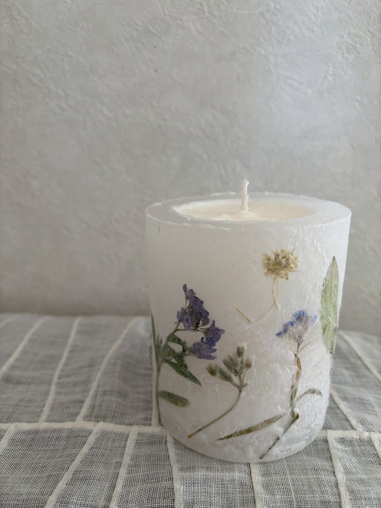 押し花のキャンドル